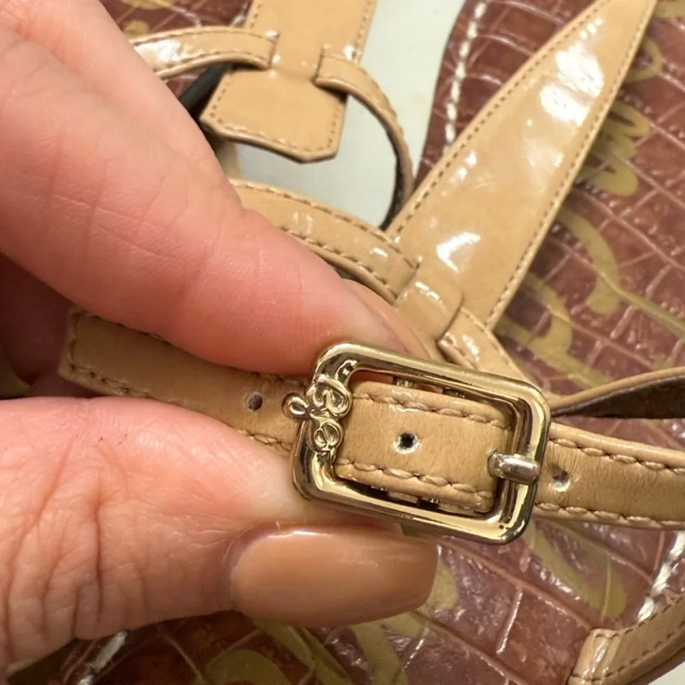 Sam Edelman Gigi Thong Sandal Almond Beige Leather Size 7 Like New - Picture 6 of 6